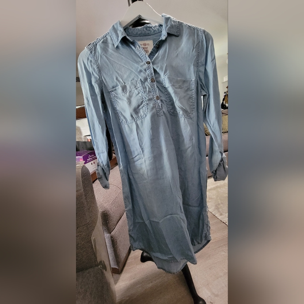 SO Sky Blue Shirt Dress Size Small